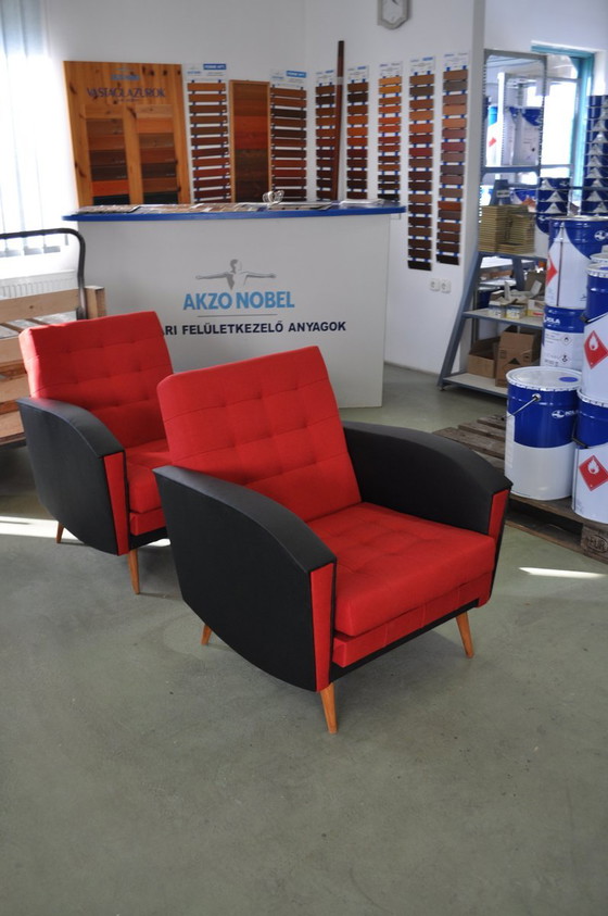 Set of Vintage Red & Black Lounge Chairs, 1960s – Chairs and lounge chairs (photo 4 of 7)