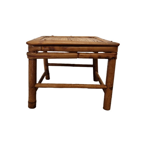 Table à plantes vintage en bambou et écaille de tortue, milieu du 20e siècle