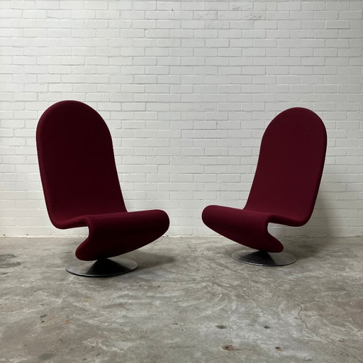 2x Verner Panton 1-2-3 fauteuil highback chair