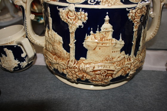 Image 1 of Juego de cuencos de cerámica antiguos con motivo del Palatinado: rareza y decoración, incluye 6 tazas