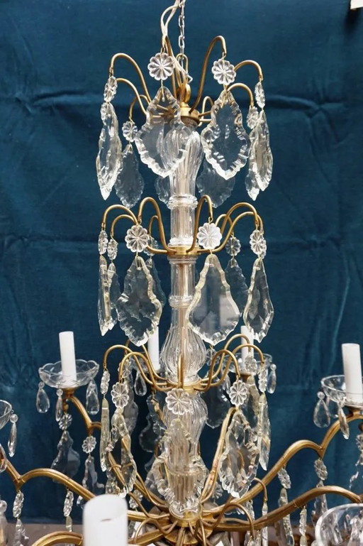 Lámpara de araña, bronce, cristal estilo Luis XV – kroonluchters, Bronze, Crystal (photo 2 of 7)