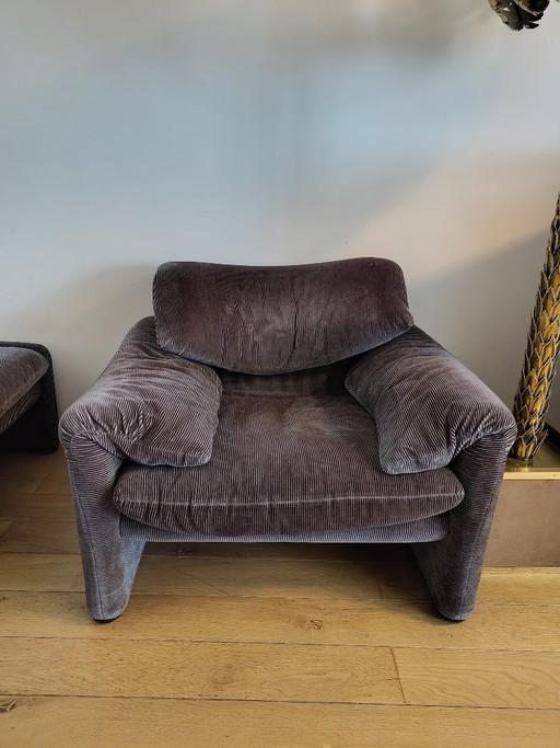 Poltrona Cassina Maralunga (2 pezzi) – fauteuils, Textile, Velvet