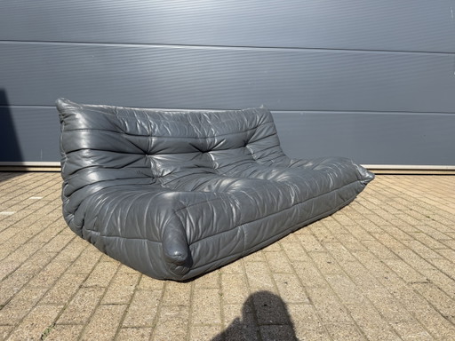 100% Authentieke Ligne Roset Togo 3z Anthraciet Grijs Leder