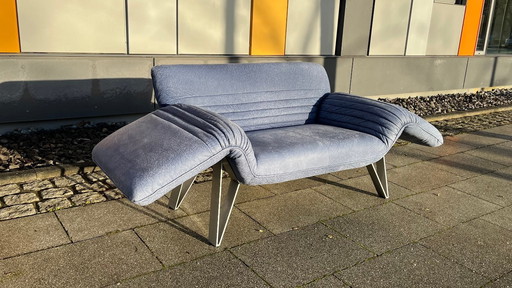 Sofá de diseño De Sede DS142 Cuero (grabado) azul