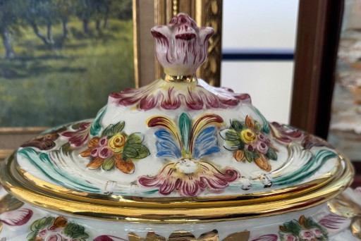 Terrina con coperchio in maiolica vintage GB R Capodimonte, Italia – decoratieve objecten, Porcelain (photo 2 of 5)