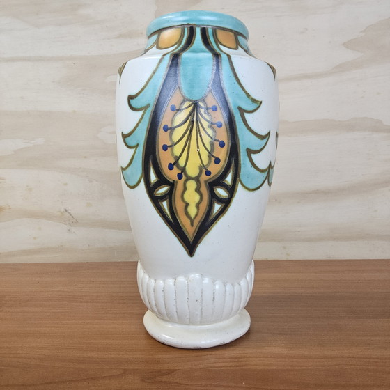 Image 1 of Antique Handmade Bohemian Art Deco Vase (Prague) Gouda Pottery Style (Prague Czech Republic)