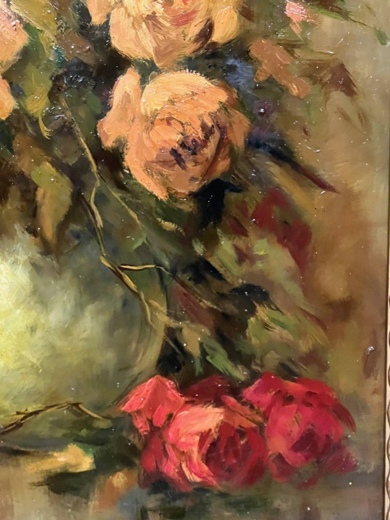 Jacques Maes ( ). Still life signed "Roses". Oil on canvas. – Paintings & Drawings (photo 8 of 10)
