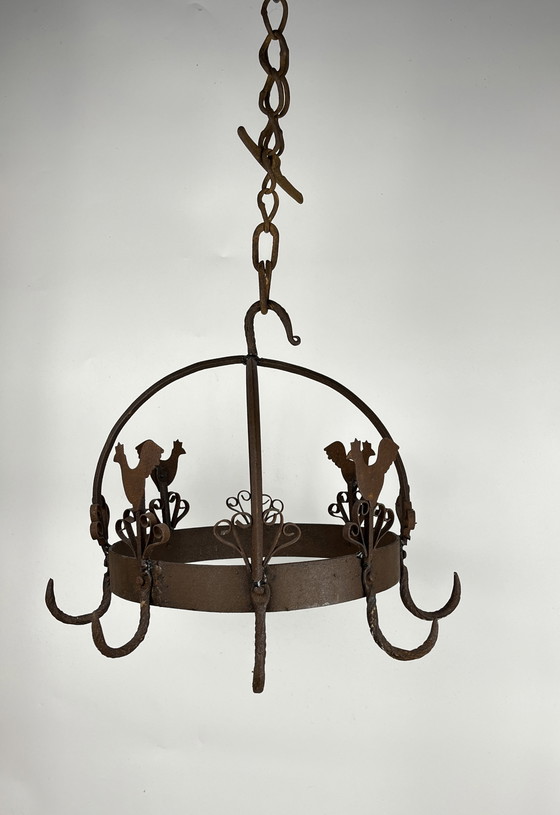 Image 1 of Spekkrans / kruidenhanger / kruidenkroon van smeedijzer - landhuisstijl