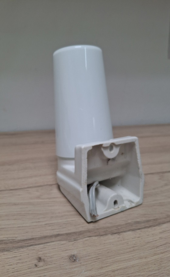 Image 1 of Ifö white vintage bathroom wall lamp. Sigvard Bernadotte