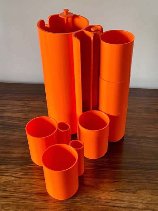 Servizio da succo di frutta vintage francese anni '70, confezione da 9 bottiglie di aranciata Vitrac
