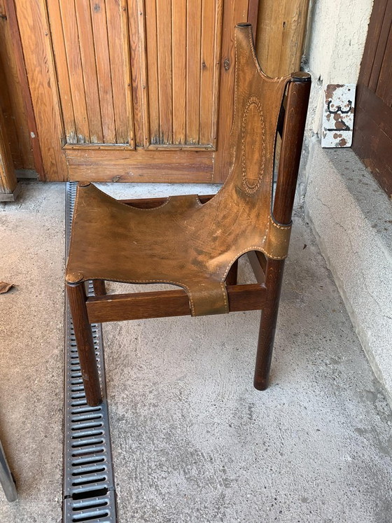 Sillón de cuero artesanal, años 70 – Sillones reclinables, Madera (photo 2 of 3)