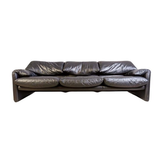 Image 1 of Cassina Maralunga Sofa Vintage Couch Vico Magistretti Leder schwarz