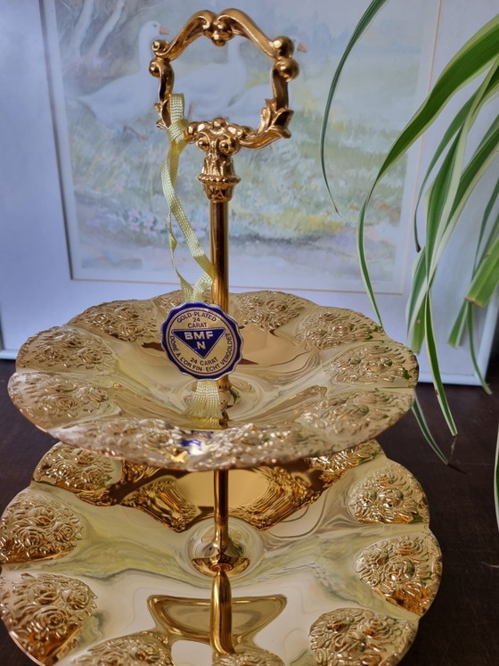 Vintage 24k Vergulde Etagère Nieuw met Originele Verpakking – BMF Rheingold West-Germany – Hollywood Regency (photo 5 of 15)