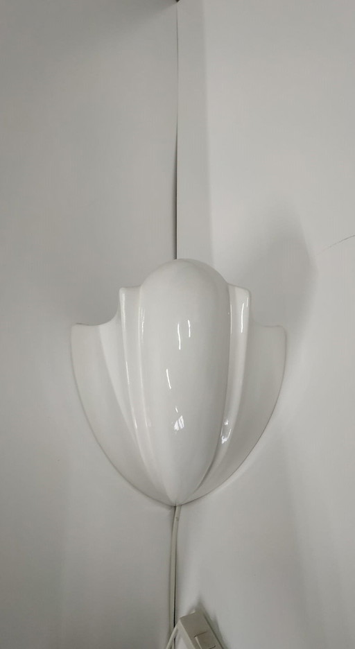 Vintage Art Deco (Style) Porcelain Corner Wall Lamp