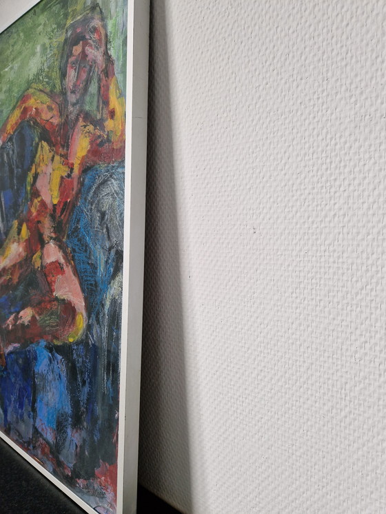 Image 1 of Peinture impressionniste encadrée - R. Vd Linden - 72 x 52 cm