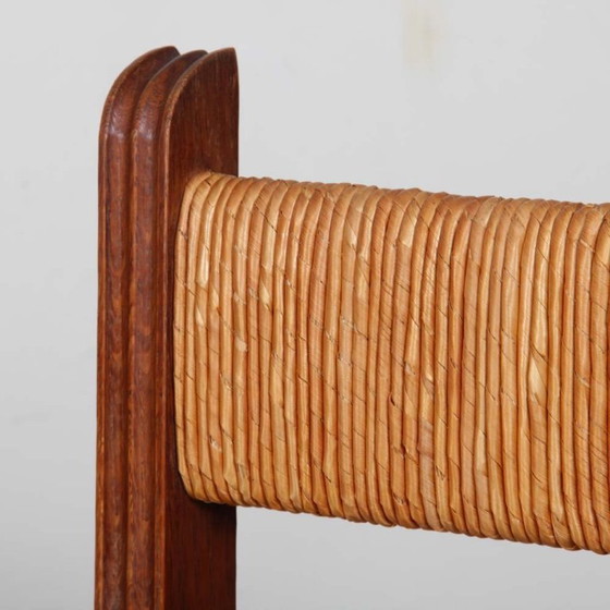 Image 1 of Paar Eichenholz-Sessel mit Strohsitzen aus den 1950er Jahren