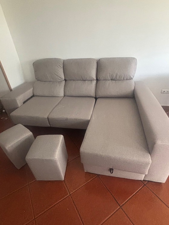 Image 1 of graues Chaiselongue-Sofa