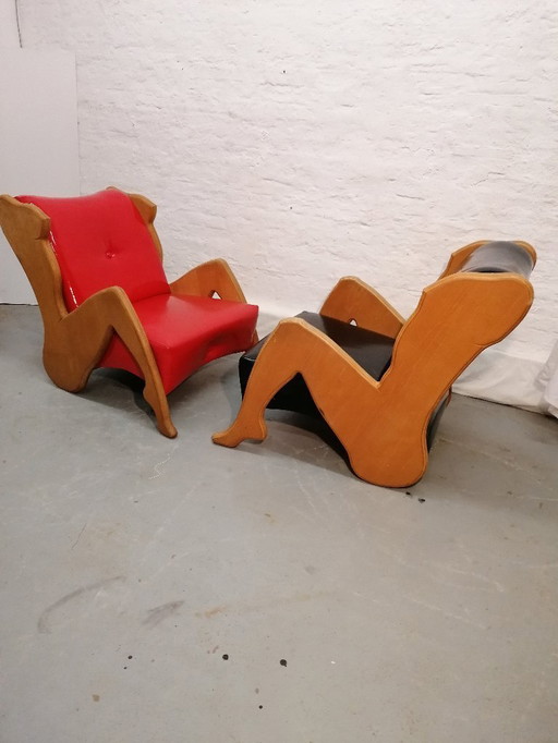 2 poltrone Pop Art, a forma di uomo e donna, anni '70/'80