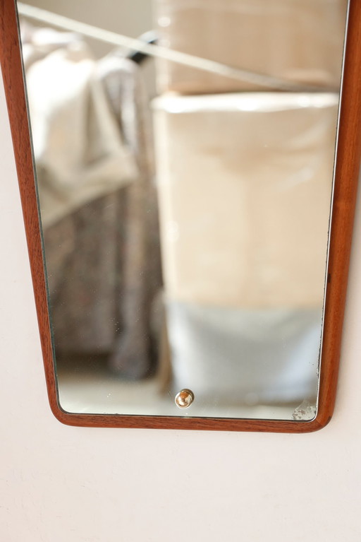 Miroir Mural Vintage en Teck – Design Scandinave Asymétrique, Années 50