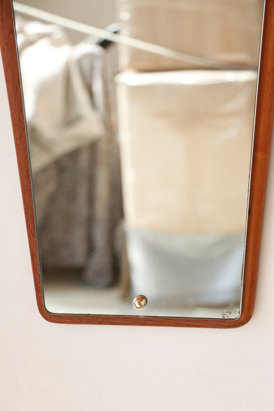Image 1 of Vintage Teak Wall Mirror - Scandinavian Asymmetrical Design, 50s