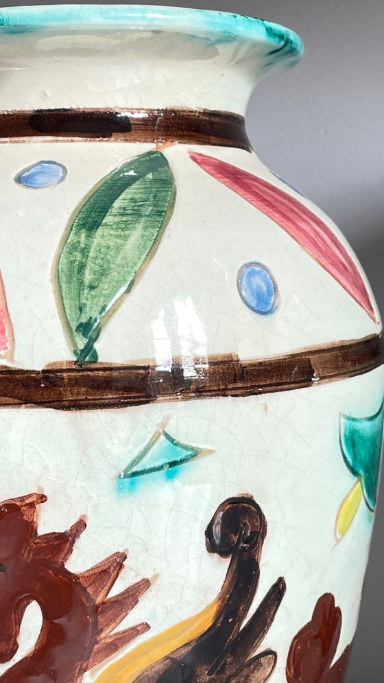 Image 1 of Italian Majolica Vases with Dragon Motif