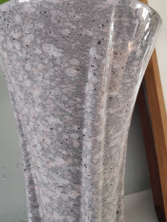 Image 1 of Faux granite postmodern vase with pink tones - Italian 1980s