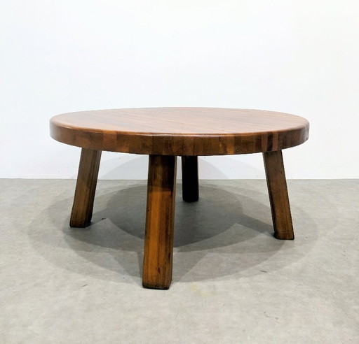 Big Brutalist Coffee Table Solid Teak 1970s
