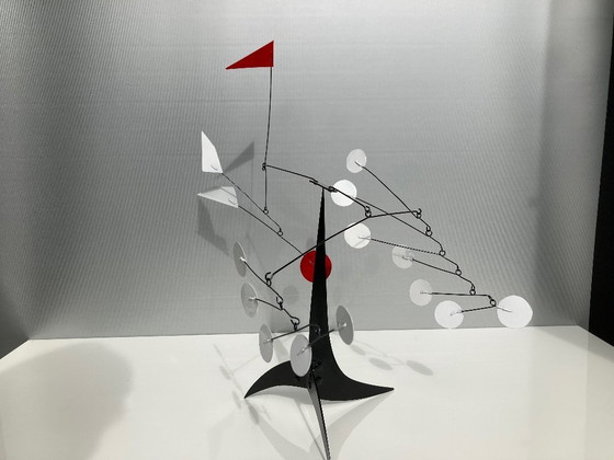 Image 1 of Red Flag and 12 White Discs Mobile Sculpture
