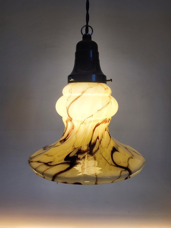 Image 1 of Opalglaslampe im Art-déco-Stil, seltenes Modell, Verreries de Scailmont, Henri Heemskerk, Belgien