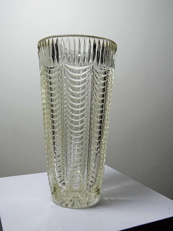 Image 1 of Grande vaso italiano in vetro stampato, con decorazioni a drappeggio, vintage anni '60.