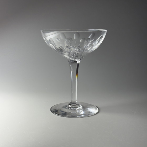 Image 1 of Val Saint Lambert Nestor “Hamlet” Cut – Set van 6 handgeslepen Art Deco kristallen champagne-/sorbetglazen, België, catalogus 19