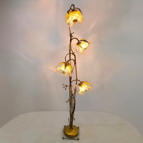 Image 1 of XL Poliarte Stehleuchte aus Schmiedeeisen mit Murano-Glas, italienisches Design der 70er Jahre