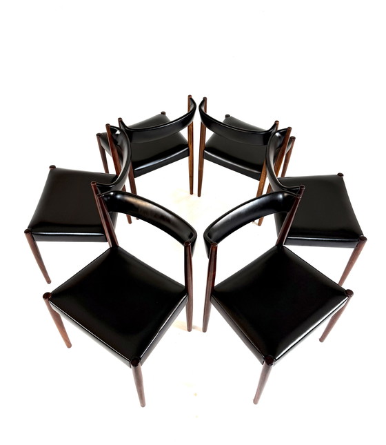 Image 1 of Ensemble de 6 chaises de salle à manger danoises vintage des années 60