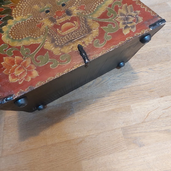 Image 1 of Unusual Tibetan Buddhist wooden pyramid chest