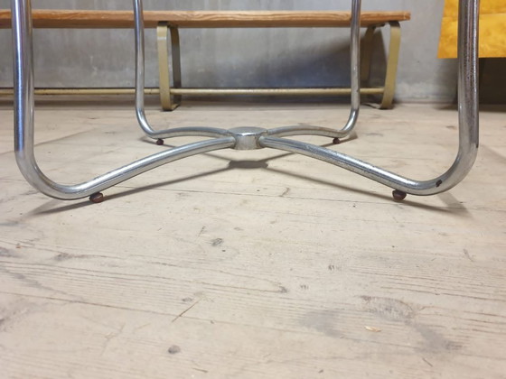 Image 1 of Table basse ronde en verre de style Bauhaus, Tchécoslovaquie, années 1930-1940