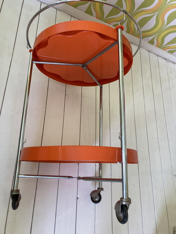 Image 1 of Vintage jaren 70 kunststof theewagen, trolley, bijzettafel 