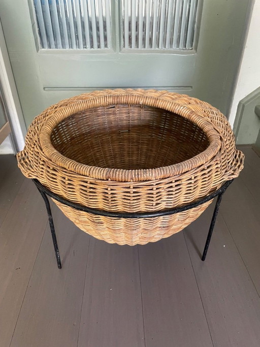 Aufbewahrungs-/Nähkorb – opbergkast, Iron, Rattan