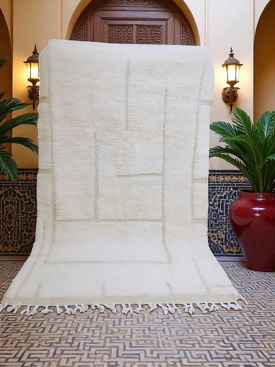 Image 1 of Weißer handgeknüpfter Berberteppich, 250 cm x 150 cm