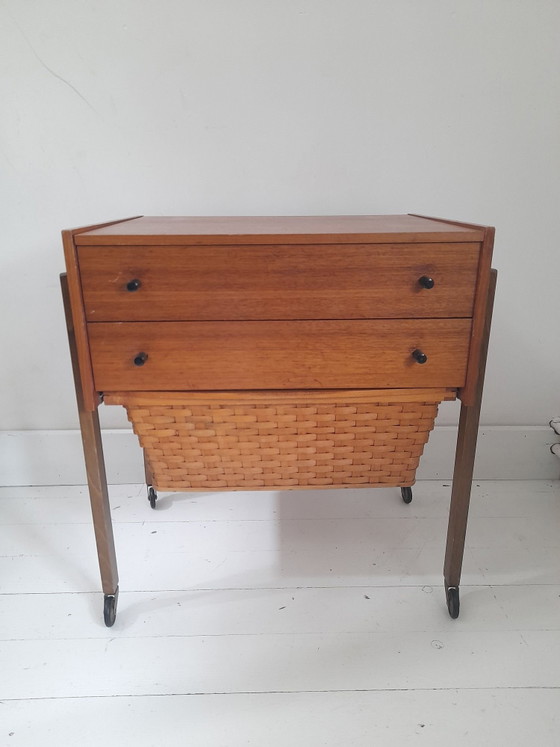 Small Scandinavian Teak Sewing Cabinet 60s – Storage cabinet, Wood (photo 2 of 8)