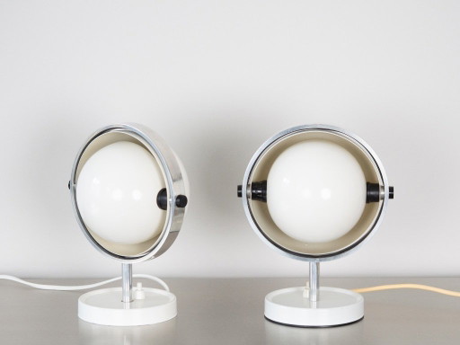 Pair of 2 Very Rare Moonlight Table/Wall Lamps by Flemming Brylle, 1960s – hanglampen, Aluminium