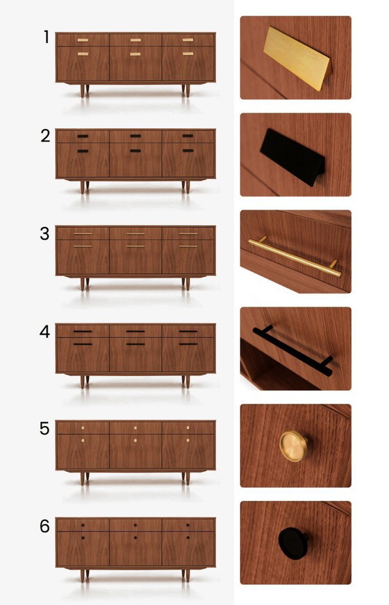 Image 1 of Dressoir van gebeitst teakhout T-S10 met zes laden