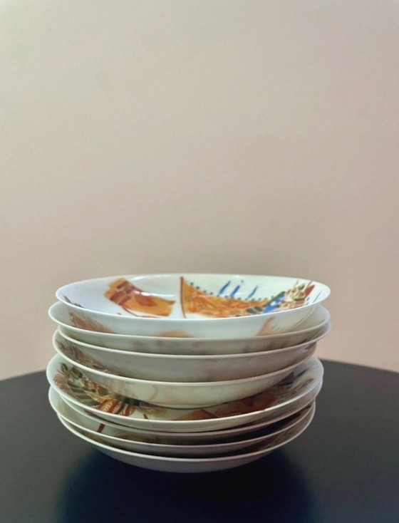 Image 1 of Antigüedad - Japonés Hichozan Fukagawa Imari - Período Meiji - Taza y platillo del guerrero samurái (7+7)