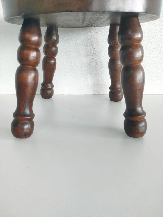 Robuster Kaminhocker oder Pflanzentisch Hocker, Holz, Braun (Foto 2 von 6)