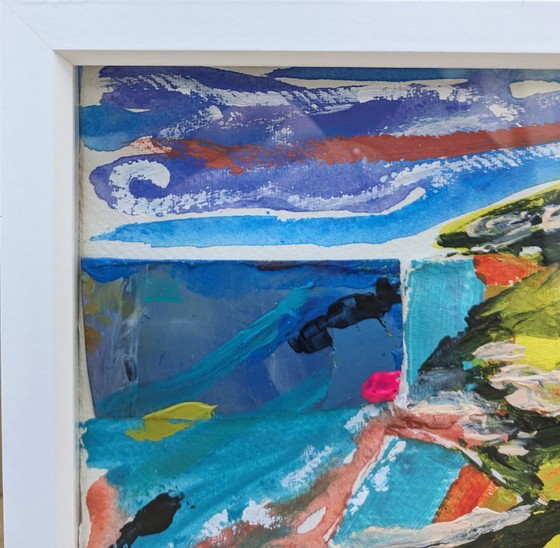 Image 1 of South Devon Seascape Painting 2 Coast Sea Nigel Waters Original Signed Framed 20x20cm