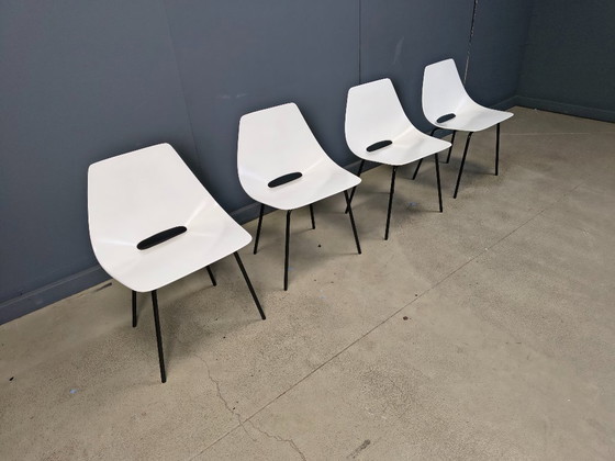 Image 1 of 4x Vintage Tonneau Chairs Design By Pierre Guariche, 1980s