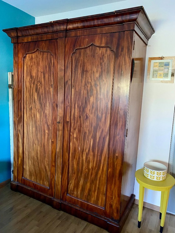 Victorian English Mahogany Wardrobe – Wood, Brass (photo 3 of 9)
