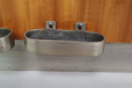 Image 1 of Modernist wall-mounted cloakroom in Teak, Aluminium & Nickel-plated Brass, 1950s