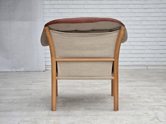 1970s, Swedish design by Gunnar Kentemo, armchair model G7 Pedro, leather., Wood, Brown, Mid Century Modern (photo 12 of 15)