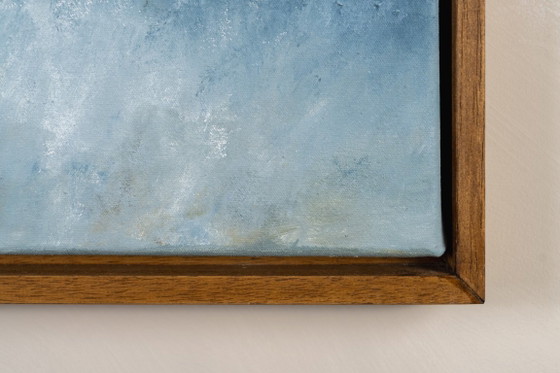 Original Framed Blue Abstract Landscape Painting, Textured Acrylic on Canvas - A Detour (photo 4 of 17)