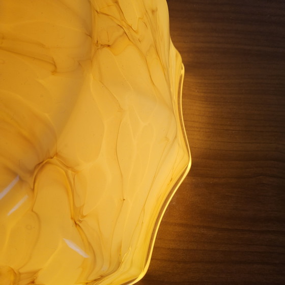 Image 1 of Plafonnier Art Déco ancien en verre marbré (jaune/orange)